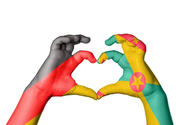Germany Grenada Heart Hand Gesture Making Heart Clipping Path — Stock Photo, Image