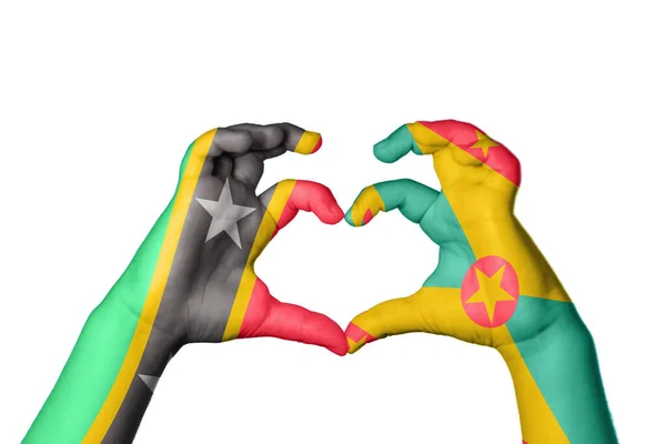 Saint Kitts Nevis Grenada Szív Kézmozdulat Készítés Szív Nyírás — Stock Fotó