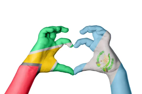 가이아나 과테말라 심장을 만드는 제스처 클리핑 — 스톡 사진