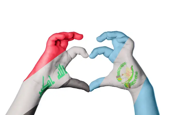 伊拉克危地马拉心 手手势造心 收割之路 — 图库照片