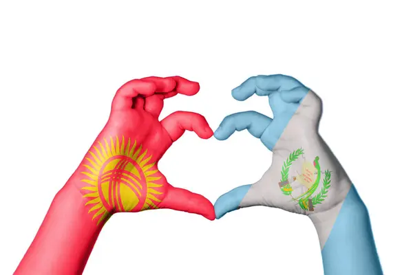 Kyrgyzstan Guatemala Heart Hand Gesture Making Heart Clipping Path — Stock Photo, Image