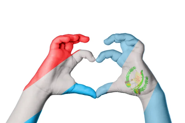 Λουξεμβούργο Γουατεμάλα Καρδιά Χειρονομία Χέρι Κάνοντας Καρδιά Ψαλίδισμα Διαδρομή — Φωτογραφία Αρχείου