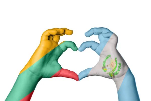 Λιθουανία Guatemala Heart Χέρι Χειρονομία Καθιστώντας Την Καρδιά Ψαλιδίζοντας Διαδρομή — Φωτογραφία Αρχείου