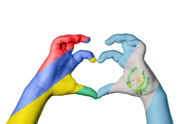 Mauritius Guatemala Herz Handbewegung Die Herz Macht Clipping Path — Stockfoto