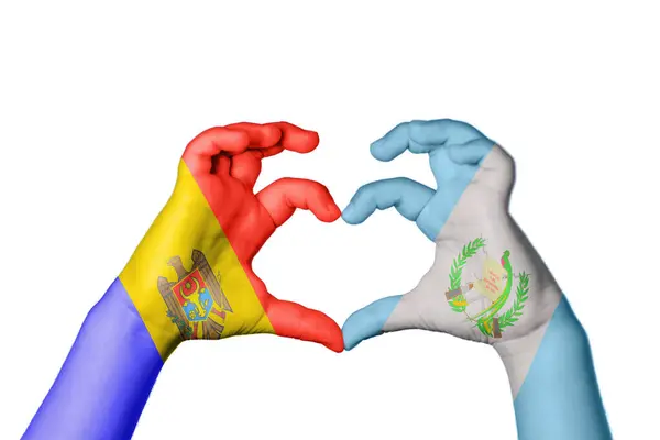 Μολδαβία Γουατεμάλα Καρδιά Χειρονομία Χέρι Κάνοντας Καρδιά Ψαλίδισμα Μονοπάτι — Φωτογραφία Αρχείου
