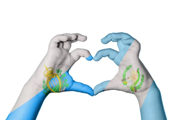San Marino Guatemala Heart Χέρι Χειρονομία Καθιστώντας Την Καρδιά Ψαλιδίζοντας — Φωτογραφία Αρχείου