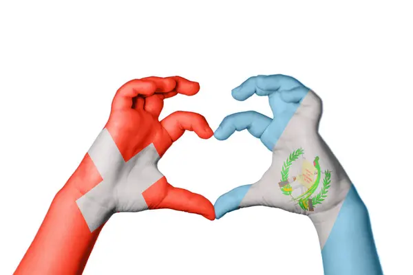 Швейцарія Гватемала Серце Жест Рук Робить Серце Відсікаючий Контур — стокове фото