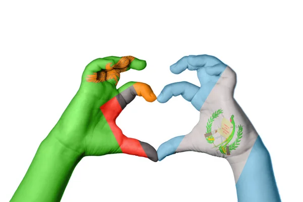 Zambia Guatemala Heart Hand Gesture Making Heart Clipping Path — Stock Photo, Image