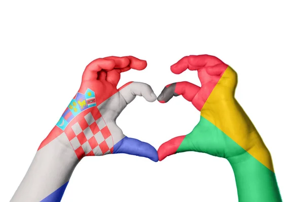 Horvátország Guinea Heart Hand Gesture Making Heart Clipping Path — Stock Fotó