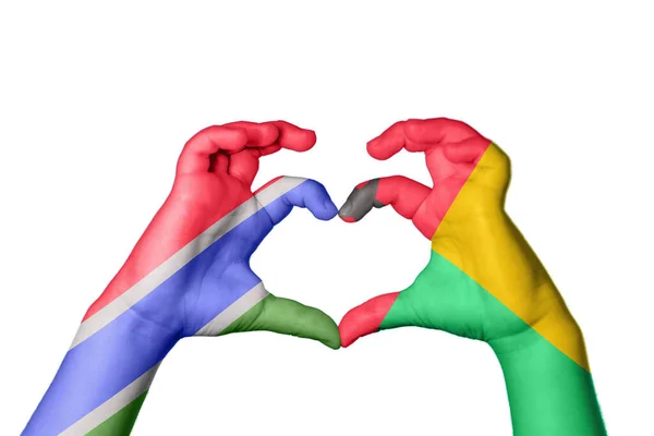 Gambia Guinea Heart Hand Gesture Making Heart Clipping Path — Stock Photo, Image