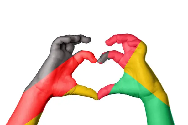 Germany Guinea Heart Hand Gesture Making Heart Clipping Path — Stock Photo, Image