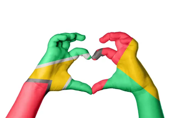 Guyana Guinea Szív Kéz Gesztus Készítés Szív Nyírás — Stock Fotó