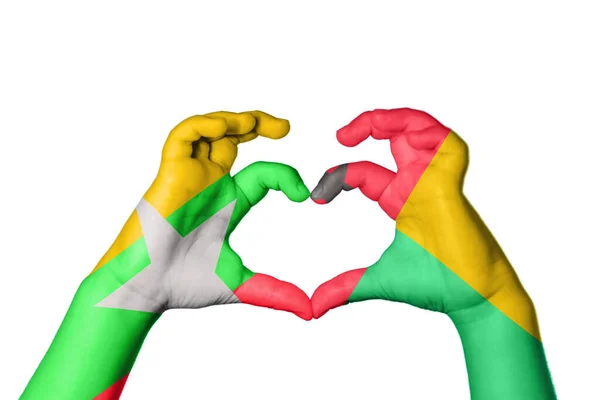 Myanmar Guinea Heart Hand Gesture Making Heart Clipping Path — Stock Photo, Image
