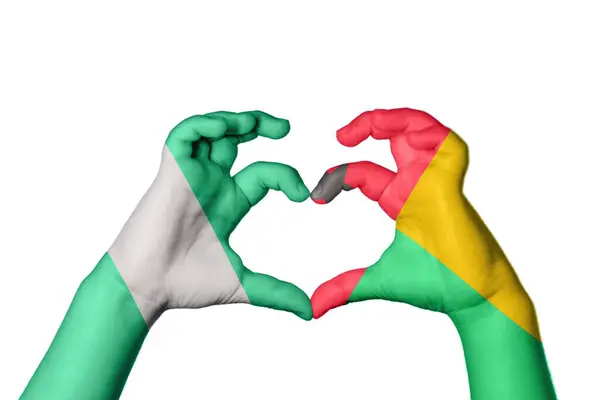 Nigeria Guinea Heart Hand Gesture Making Heart Clipping Path — Stock Photo, Image