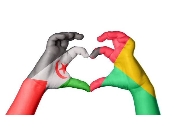 Sahrawi Arab Democratic Republic Guinea Heart Hand Gesture Making Heart — Stock Photo, Image