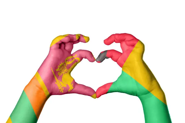 Srí Lanka Guinea Szív Kézmozdulatok Készítése Szív Vágási Útvonal — Stock Fotó