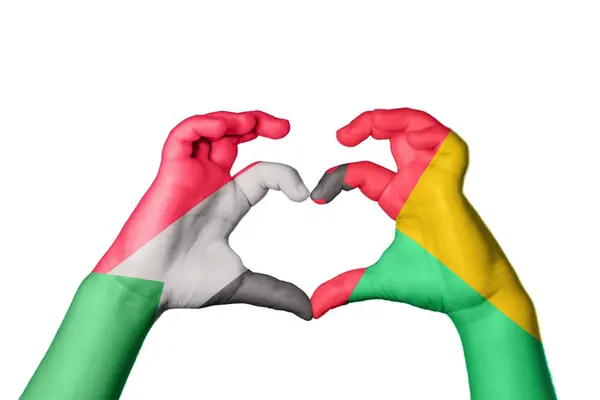Судан Гвінея Серце Жест Рук Робить Серце Відсікаючи Шлях — стокове фото