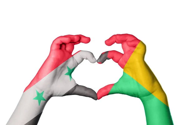 Szíria Guinea Szív Kéz Gesztus Készítő Szív Vágási Útvonal — Stock Fotó