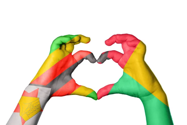 Zimbabwe Guinea Heart Hand Gesture Making Heart Clipping Path — Stock Photo, Image