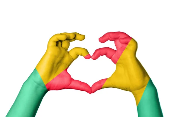 Benin Guinea Bissau Heart Hand Gesture Making Heart Clipping Path — Stock Photo, Image