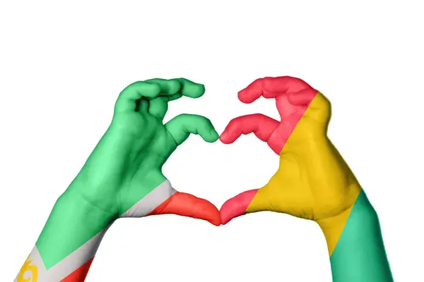 Chechnya Guinea Bissau Heart Hand Gesture Making Heart Clipping Path — Stock Photo, Image