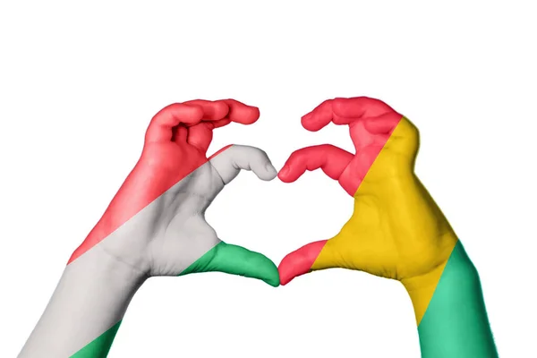 Maďarsko Guinea Bissau Heart Ruční Gesto Srdce Ořezávání Stezka — Stock fotografie