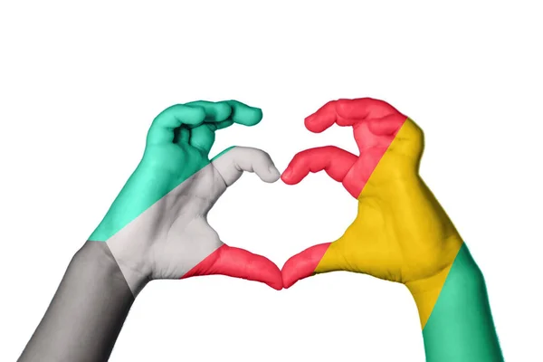 Kuwait Guinea Bissau Heart Hand Gesture Making Heart Clipping Path — Stock Photo, Image