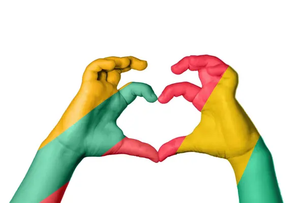 Lituânia Guiné Bissau Coração Gesto Mão Que Faz Coração Clipping — Fotografia de Stock