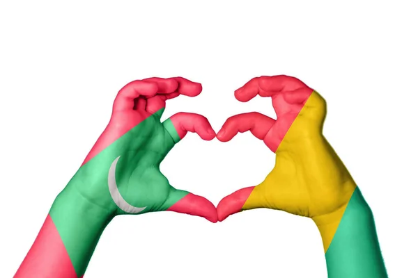 Maldives Guinea Bissau Heart Hand Gesture Making Heart Clipping Path — Stock Photo, Image