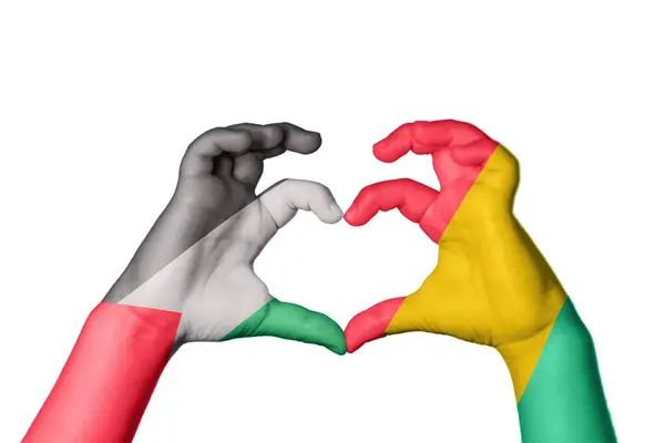Palestina Guinea Bissau Hjärta Hand Gest Att Göra Hjärta Klippning — Stockfoto