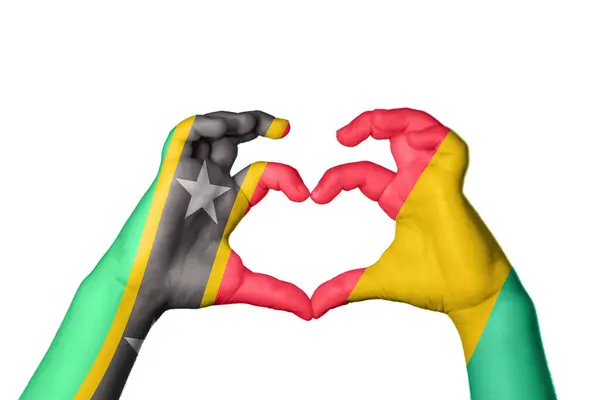 Saint Kitts Nevis Guinea Bissau Guinea Szív Kézmozdulatok Készítése Szív — Stock Fotó