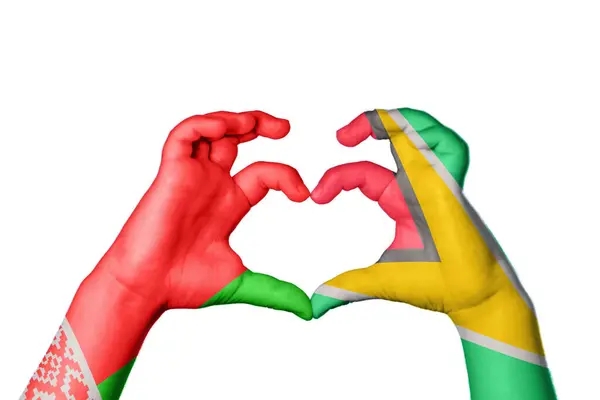 Fehéroroszország Guyana Szív Kézmozdulatkészítés Szív Vágás — Stock Fotó