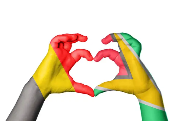 Bélgica Guyana Corazón Hacer Gestos Corazón Recortar Camino — Foto de Stock