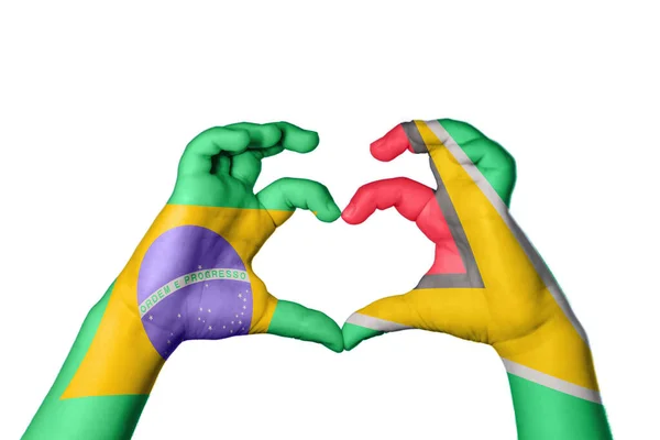 Βραζιλία Γουιάνα Καρδιά Χέρι Χειρονομία Κάνοντας Καρδιά Ψαλίδισμα Μονοπάτι — Φωτογραφία Αρχείου