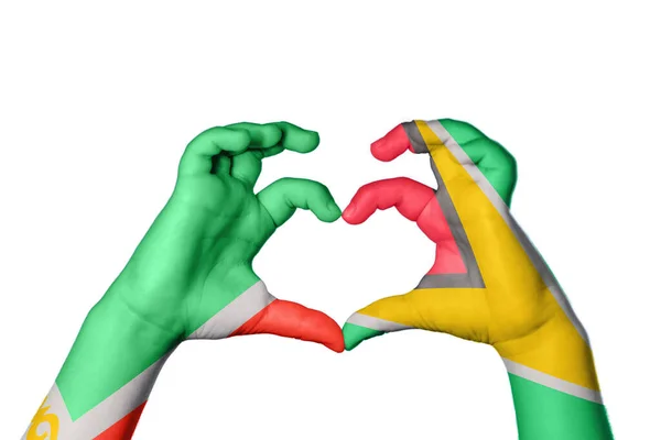 Csecsenföld Guyana Szív Kézmozdulatkészítés Szív Vágási Útvonal — Stock Fotó