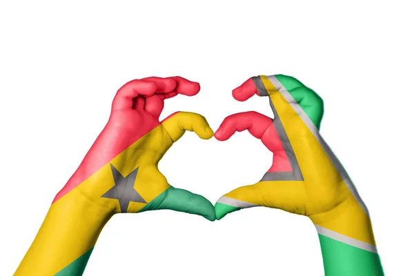 Gana Guiana Coração Mão Gesto Fazendo Coração Clipping Path — Fotografia de Stock