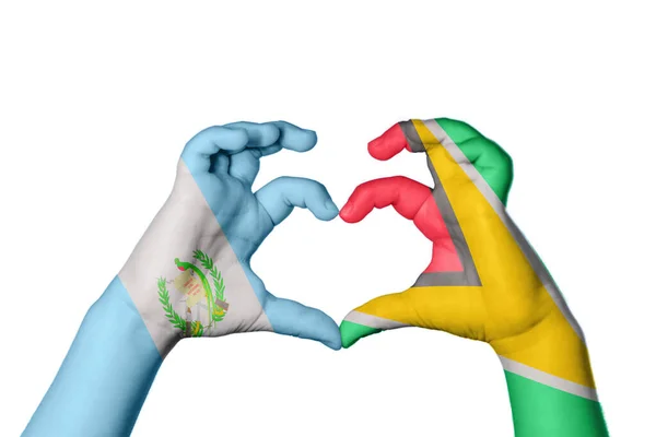 Gwatemala Gujana Serce Gest Ręka Robi Serce Ścieżka Clipping — Zdjęcie stockowe