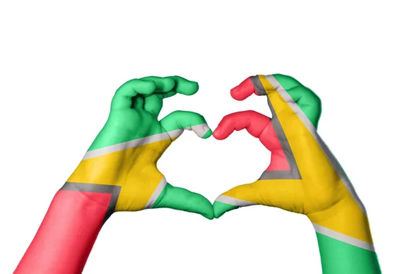 Гайана Гайана Сердце Жест Руки Делает Сердце Обрезка Пути — стоковое фото