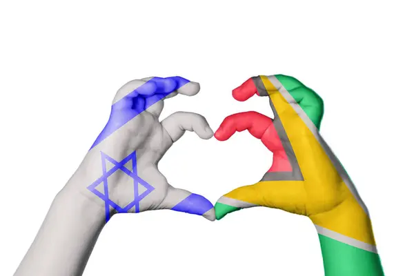 Ισραήλ Γουιάνα Καρδιά Χειρονομία Χέρι Κάνοντας Καρδιά Ψαλιδίζοντας Διαδρομή — Φωτογραφία Αρχείου