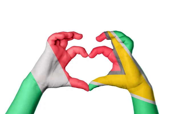 Italië Guyana Hart Hand Gebaar Maken Hart Knippen Pad — Stockfoto