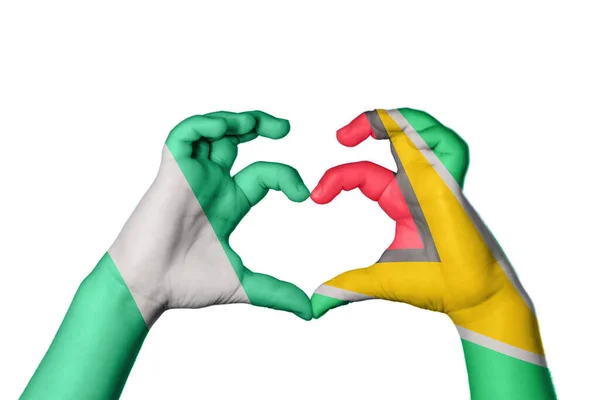 Nigérie Guyana Heart Ruční Gesto Srdce Střih Stezka — Stock fotografie