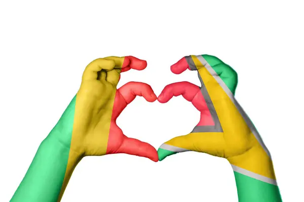 República Del Congo Guyana Corazón Hacer Gestos Mano Del Corazón — Foto de Stock
