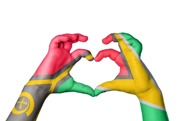 Vanuatu Guyana Szív Kézmozdulat Készítés Szív Vágás — Stock Fotó