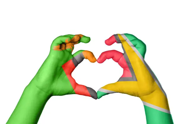 Zambie Guyana Heart Ruční Gesto Tvorby Srdce Ořezávání Stezka — Stock fotografie