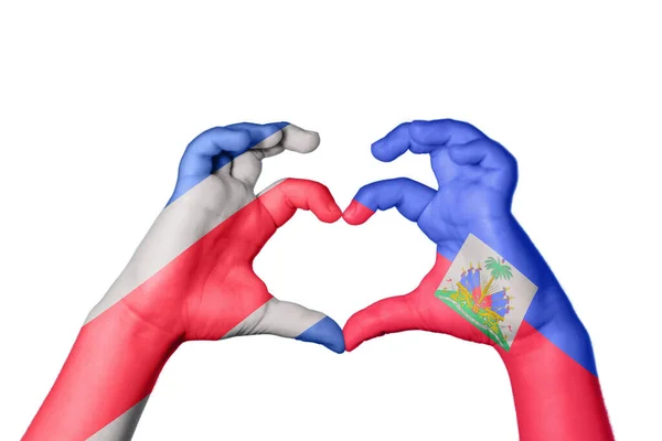 Costa Rica Haiti Coração Gesto Mão Fazendo Coração Caminho Recorte — Fotografia de Stock