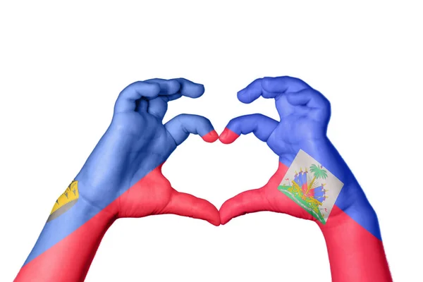 Liechtenstein Haiti Heart Hand Gesture Making Heart Clipping Path — Stock Photo, Image