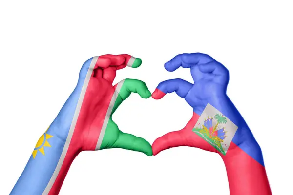 Namíbia Haiti Coração Gesto Mão Fazendo Coração Clipping Path — Fotografia de Stock