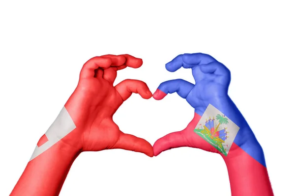 Tonga Haiti Heart Hand Gesture Making Heart Clipping Path — Stock Photo, Image
