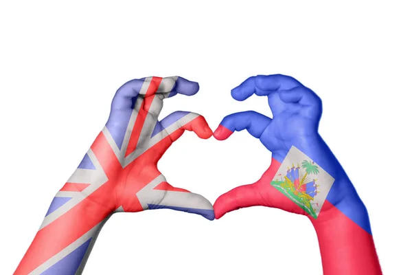 Reino Unido Haiti Coração Gesto Mão Fazendo Coração Clipping Path — Fotografia de Stock