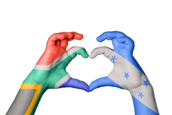 South Africa Honduras Heart Hand Gesture Making Heart Clipping Path — Stock Photo, Image